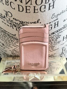 Kate Spade ♠️ Knott Pink Pebbled Leather Cardholder Wallet & Keychain